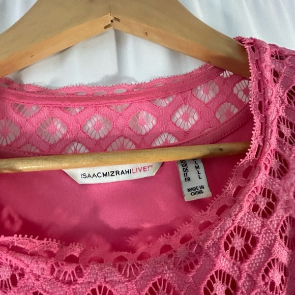 Isaac Mizrahi Beautiful Pink Lace Dress Lined Medium No Zipper - Picture 10 of 14